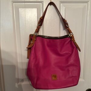 Dooney & Bourke Pink and Brown Leather Hobo Bag